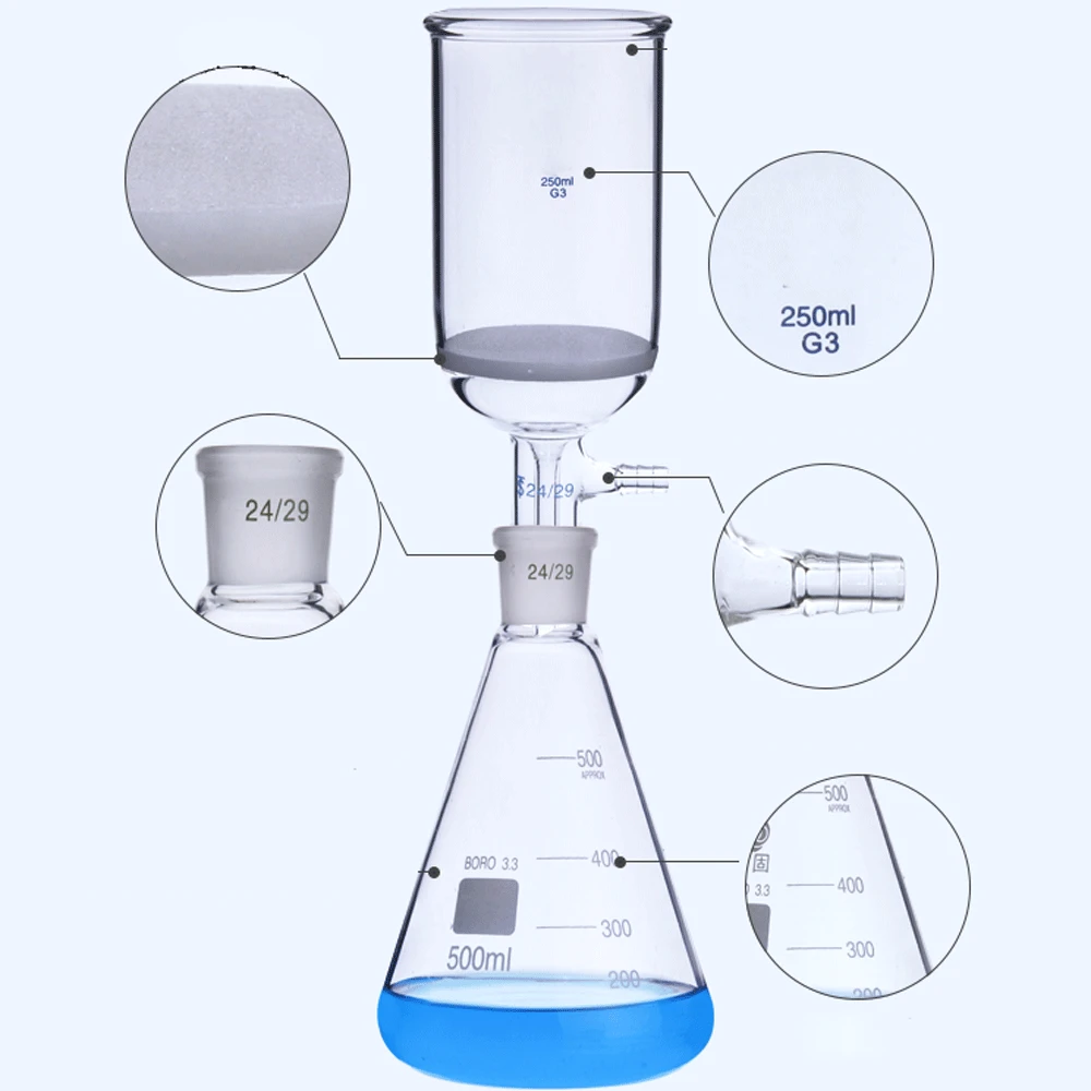 진공 여과 증류 필터 병 키트, 실험실 유리 제품, 화학 실험, 50 100 250 500, 1000ml