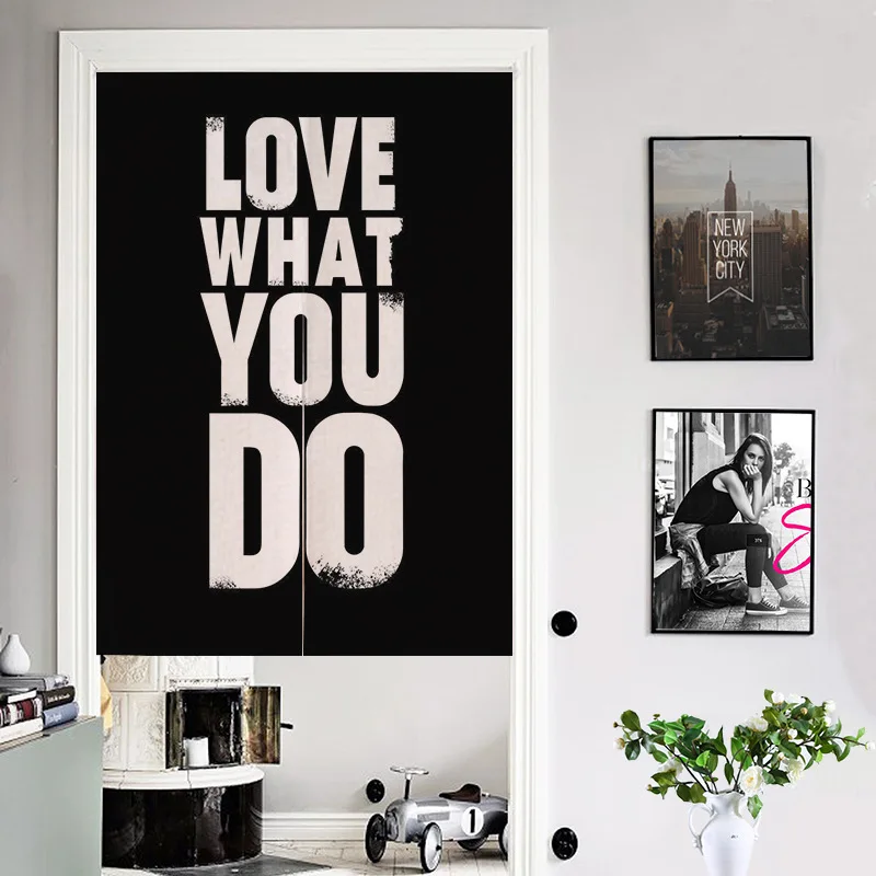 English Letter Door Curtain Nordic Half Partition Curtains Printing Bedroom Living Room Kitchen Hanging Curtain Home Decoration