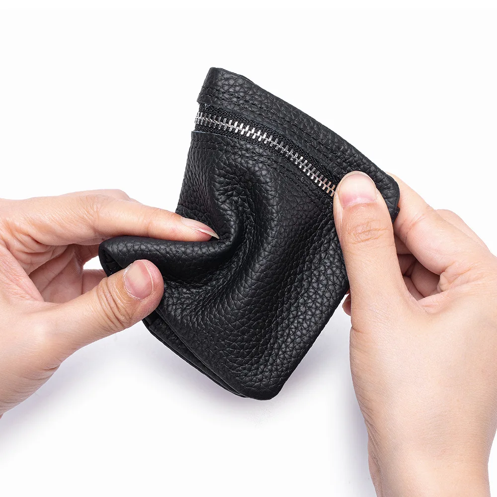 New Woman Short Wallet Design Vertical Zipper Multifunctional Wallet For Women Made Of Soft Cowhide Simple Short Wallet For Men