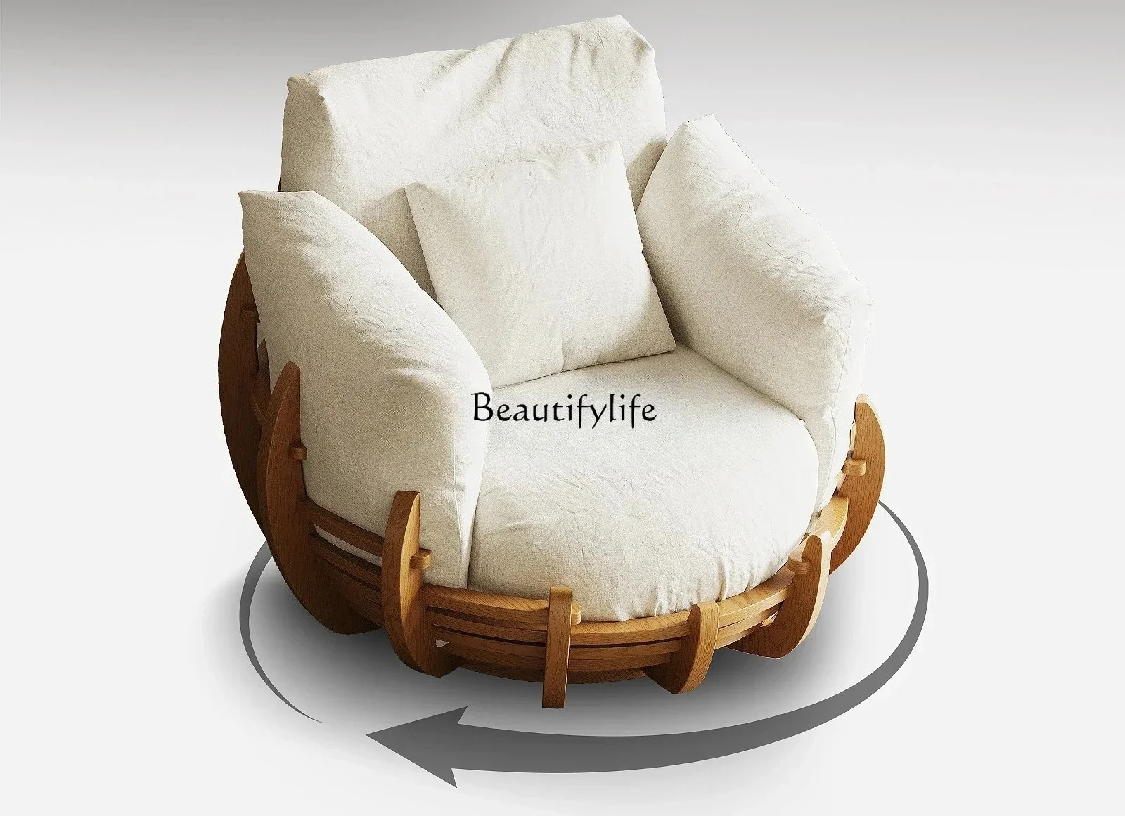 

052 yj15 Italian minimalist sofa chair removable and washable linen down lazy rotatable single leisure chair