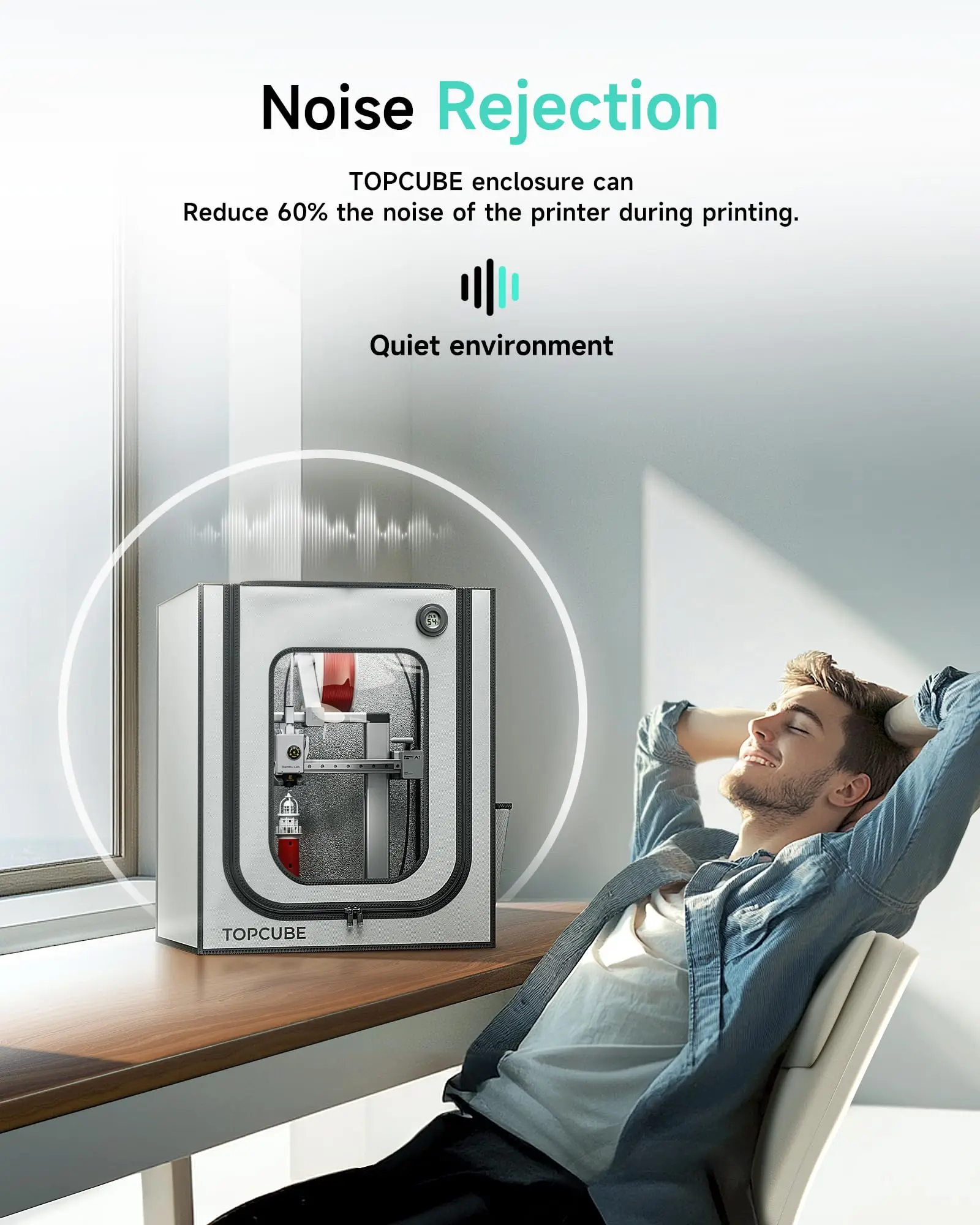 Caja de impresora 3D YOOPAI para impresora 3D Bambu A1, cubierta de casa de impresora 3D ignífuga con luz LED de temperatura constante