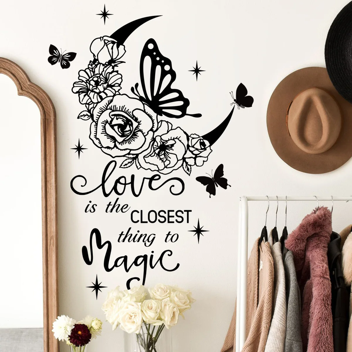 

30*60 см английский цветок бабочка наклейки на стену фон стены гостиная спальня кабинет столовая декоративные наклейки на стену