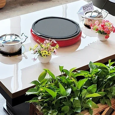 

Cenhot Fashion Restaurant Red Round Electric BBQ Grill With Iron Pan For Wholesale