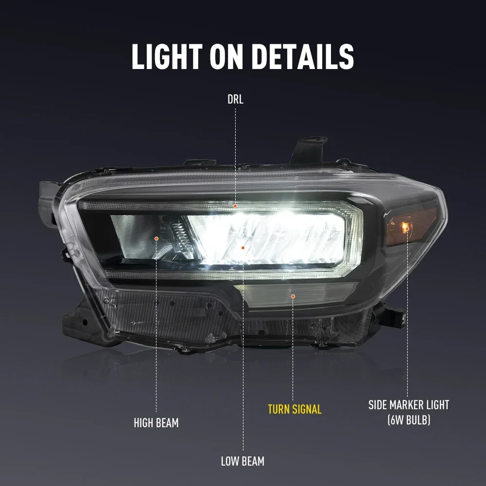 2PCs Auto Styling Kopf Lampe für Toyota Tacoma 2015-2022 LED Scheinwerfer DRL Tagfahrlicht Signal Lampen auto Zubehör