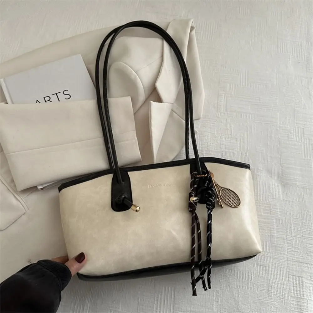 

Y2K Trend Large Capacity Work Shoulder Bag PU Leather Solid Color Crossbody Bag Simple Tote Bag Women Female