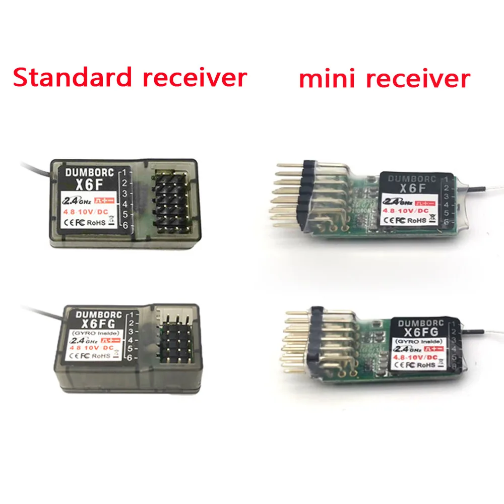 DumboRC X6 X6FG Gyro X6DC X6DCG mini Receiver for 1/10 1/8 Crawler Axial SCX10 D90 RC Car Boat X6 X4 X5 2.4G 6CH Transmitter