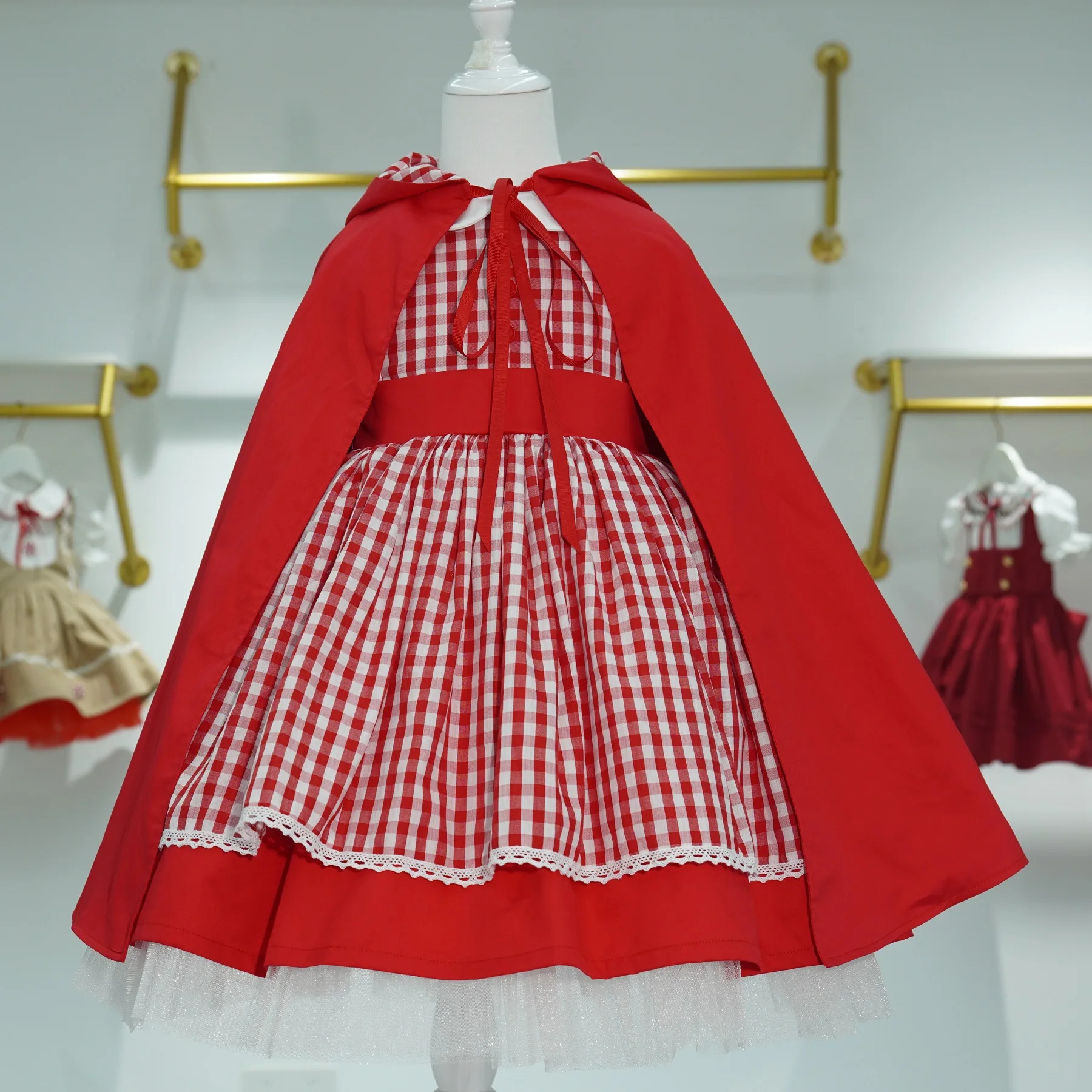 0-12Y Baby Girl Summer Little Riding Hood Turkish Vintage Lolita Princess Dress for Christmas Birthday Holiday Casual Eid C109