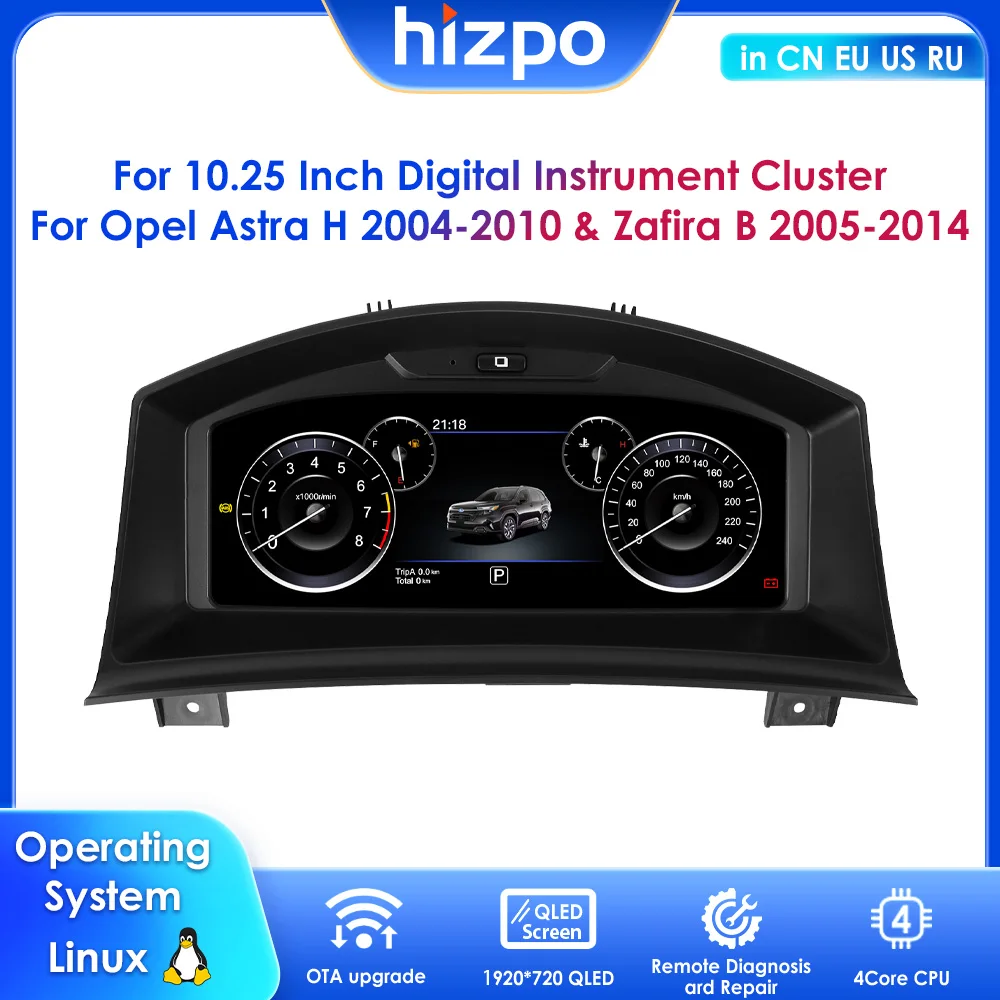 

10.25" Car Instrument Cluster Gauge For Opel Asra H 2004-2010 / Zaffira B 2005-2014 Virtual Cockpit Speedometer LCD Dash Panels