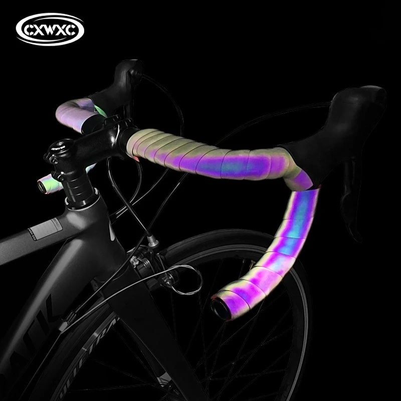 CXWXC Bicycle Reflective Handlebar Tape For Road Bike Bar Tape Wrap PU/EVA Cycling Handlebar Tapes Bicycle Accessories