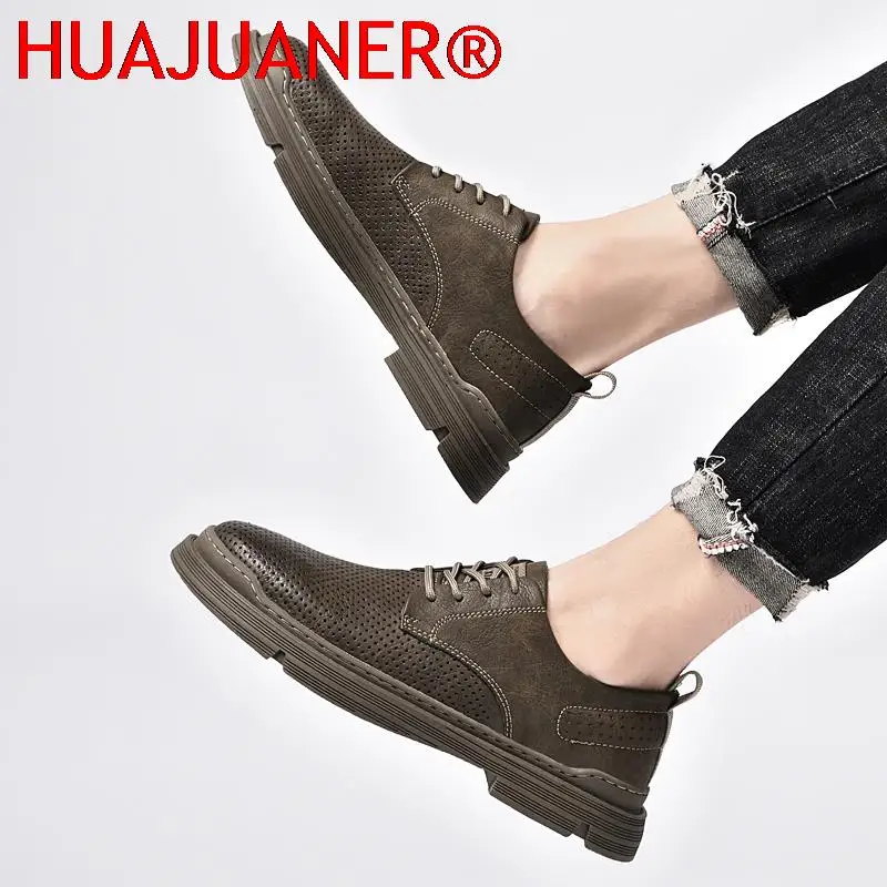 2025 recém masculino verão oxford sapatos de couro genuíno homem macio casual rendas sólido recorte sapatos formal verão oxfords