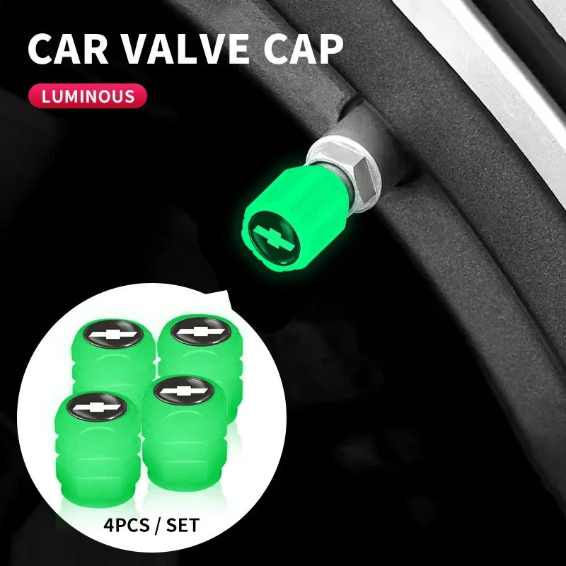 

4 шт., насадка для колес автомобиля, пылезащитный стержень клапана шины, ночной светящийся декор для Chevrolet Cruze Captiva Trax Malibu Tahoe Equinox Impala