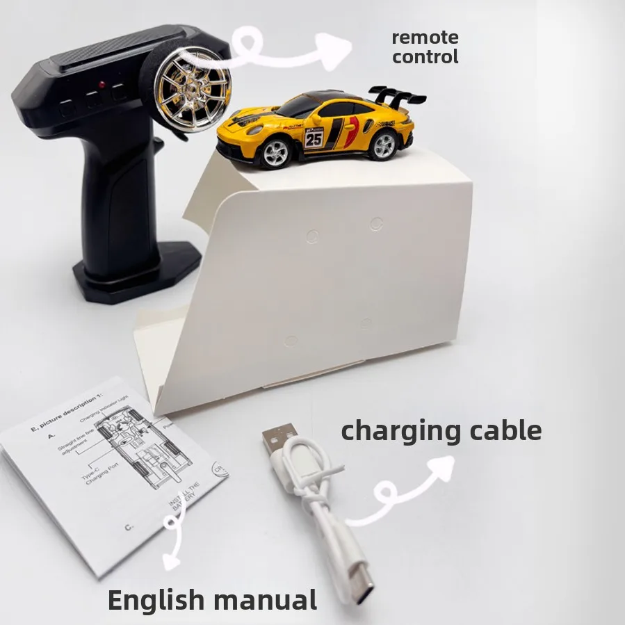 Hot-selling 1:64 Scale Miniature Alloy Remote Control Car With Lights, A Retro Toy Car For Boys, A Sports Car