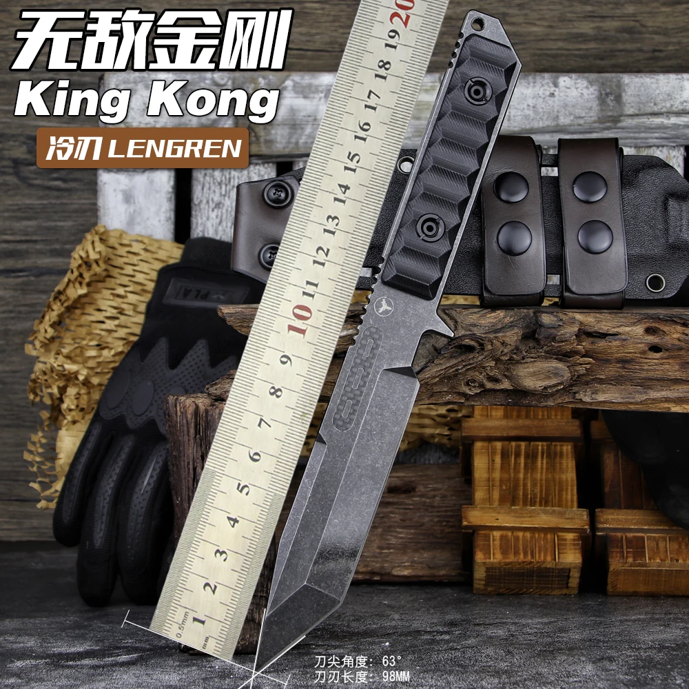 LENGREN Sweden SLEIPNER Steel Outdoor Heavy Knife 8MM Thick Sharp Self Defense Hunting Knife Camping Survival Knife Army Knife