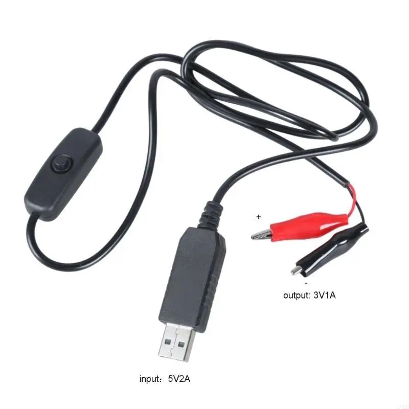 1M USB 5V2A إلى 3V1A كابل اختبار المقطع ، سلك اختبار الموصل الذكور مع زر تبديل الطاقة لمصباح LED مروحة