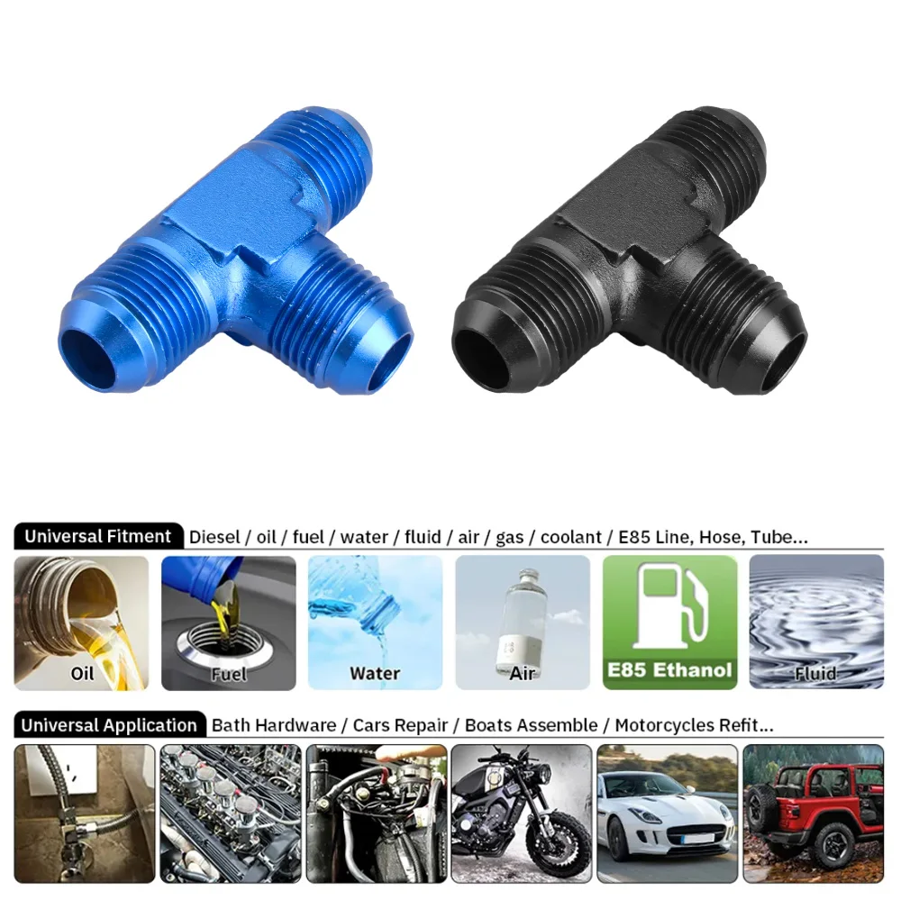 Universal AN4-1/8 NPT Adapter T-Piece For Fuel, Oil, Gas, Water – Silver, CYe