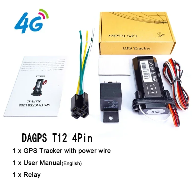 DAGPS 4G Motorcycle Car Gps Tracker T12 St901l 4 Wire Version Tracking Device High Quality Real Time Positioning Cut Off Fuel