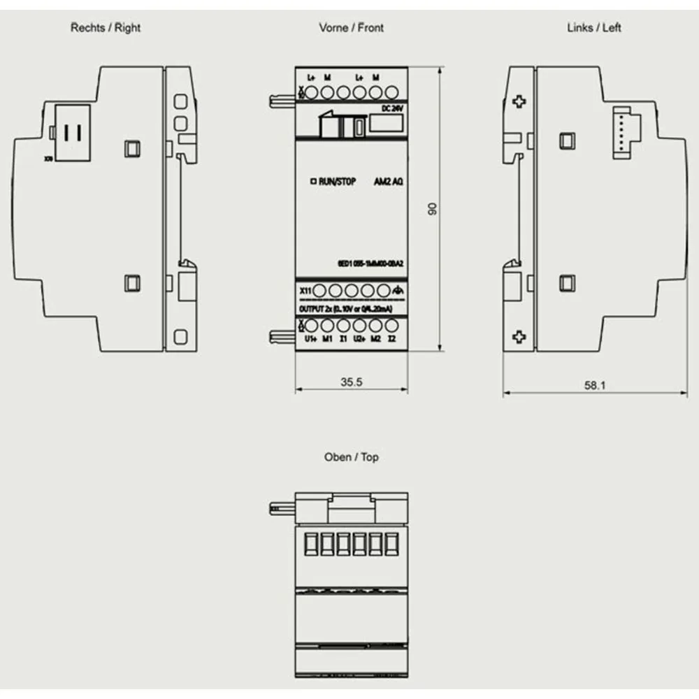 Hy-Tech موثوقة PLC لوح تمديد الإخراج التناظري 2AO 6ED1055-1MM00-0BA2 مولد إشارة 24 فولت تيار مستمر للتحكم في المشروع الصناعي