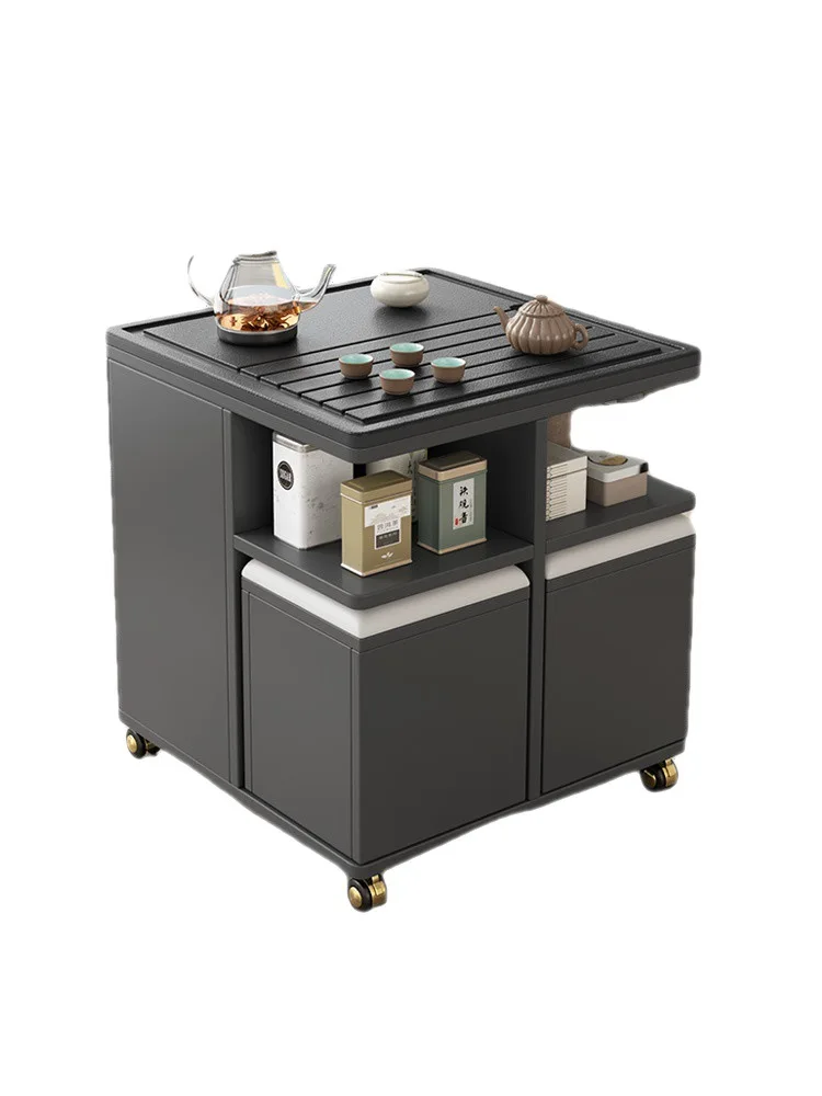 

Fire stone coffee table small apartment smart tea table simple tea table living room multi-functional movable storage Kung Fu te