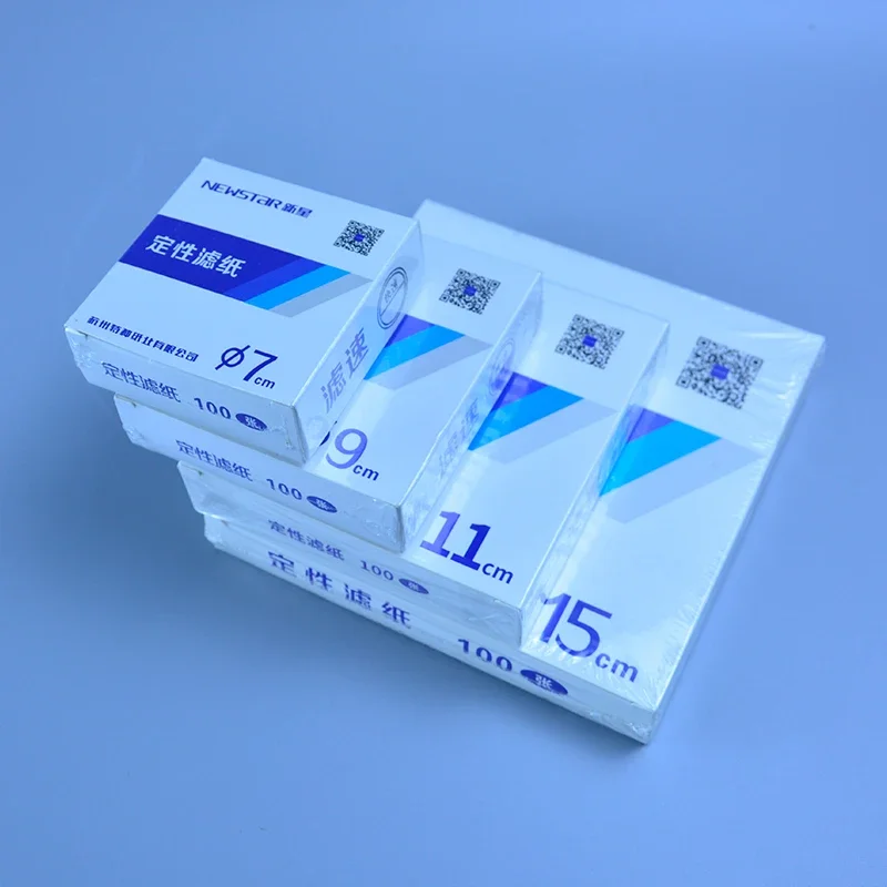 100 PCS/Pack Laboratory Qualitative Filter Paper Funnel with Fast/Medium/Slow Diameters of 7/9/11/12.5/15/18 CM