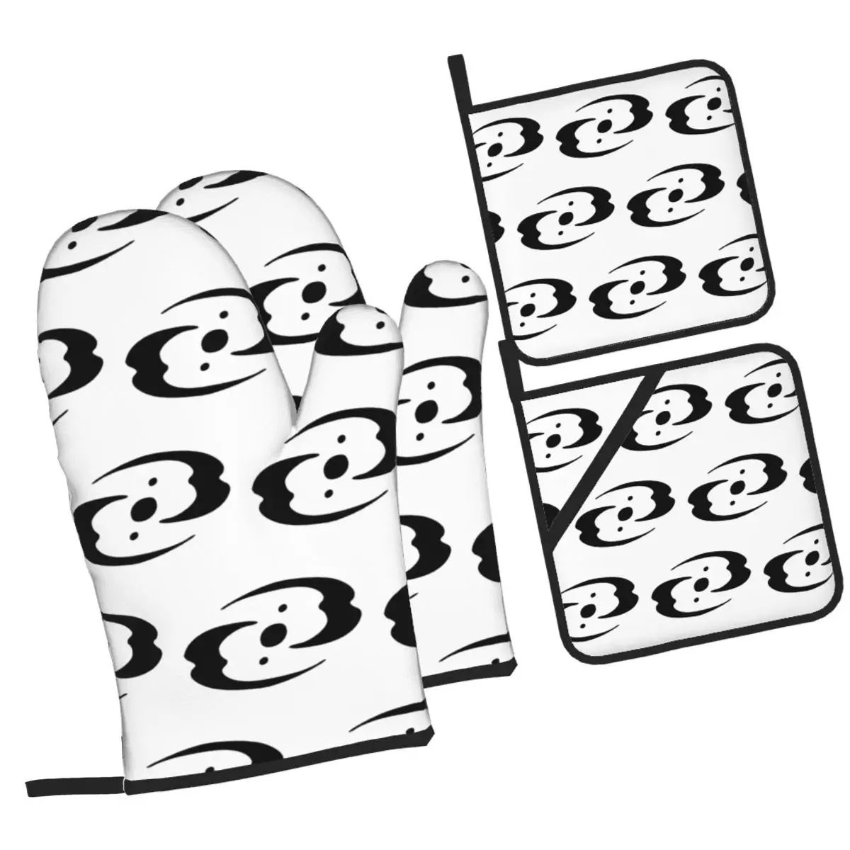 Bionicle Three Virtues Symbol Oven Mitts and Pot Holder Sets of 4 for Baking Kitchen Cooking Grilling Resistant Non-Slip Gloves