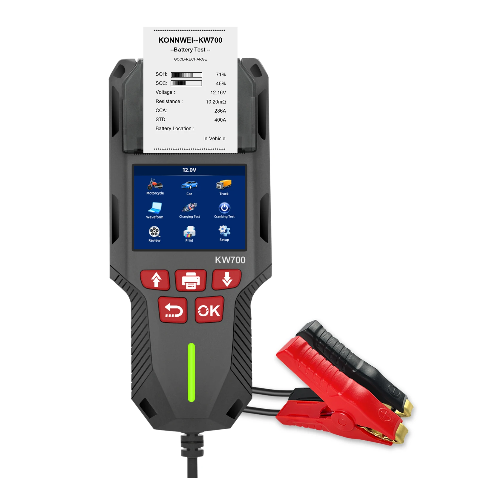 Factory Cost Effective KONNWEI KW700 Car Truck Motorcycle 12V 24V Battery Diagnostic System Battery Analyzer With Printer Kw MAX