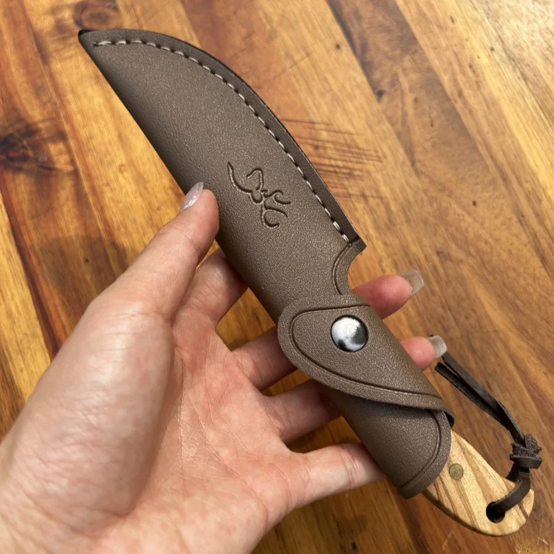 Outdoor Tactical Pocket Knife For Men High Hardness Survival Self Defense Portable Knife Hunting And Fishing Pear Wood Handle