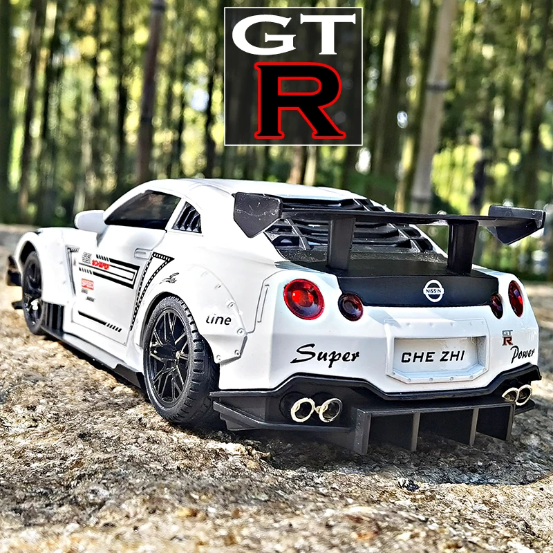 1:24 Skyline Ares Nissan GTR R34 R35 Alloy Sports Car Model Diecast Metal Racing Car Model Simulation Sound Light Kids Toys Gift