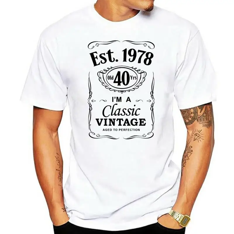 2022 Cool Tee Shirt Men's 40th Birthday T-Shirt Est 1978 Vintage Man Fortieth 40 years Gift Summer T-shirt