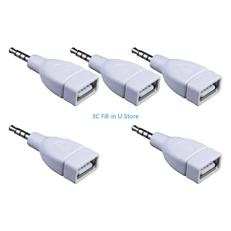 

G8TA USB 2.0 Female to 3.5mm Male AUXs Sound Plug Jacks Converters Adapter Plug for Car