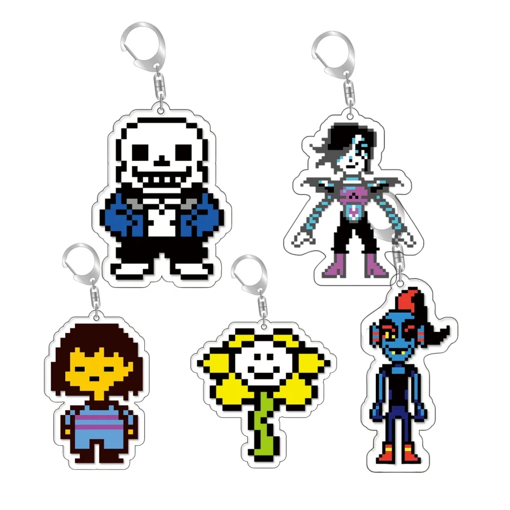 

Undertale Pixel Keychain-6cm Sans Papyrus Frisk Acrylic Key Ring Cute Retro Game Accessory for Bag Ideal Gift