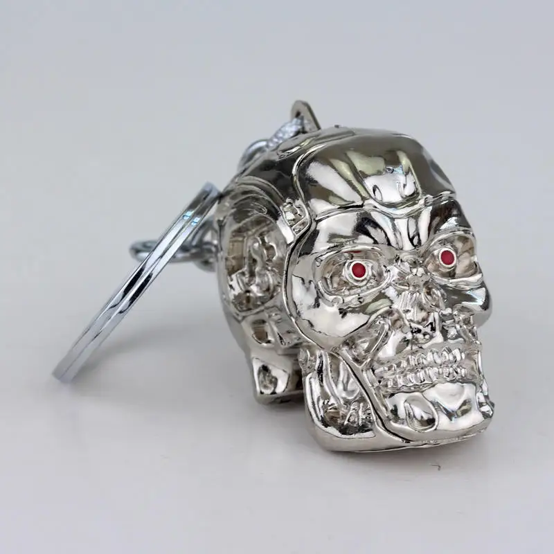 Vintage Charm Terminator Skull Head พวงกุญแจผู้ชายแฟชั่นสำหรับผู้หญิงจี้ Keyring เครื่องประดับกุญแจรถอุปกรณ์เสริม