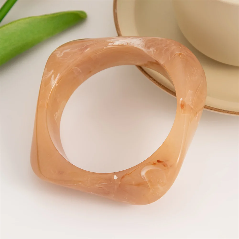 2025 هندسية خمر الشرير البني القهوة سميكة الراتنج الاكريليك أساور غير النظامية واسعة الكفة الإسورة سوار للنساء الرجال المجوهرات #5