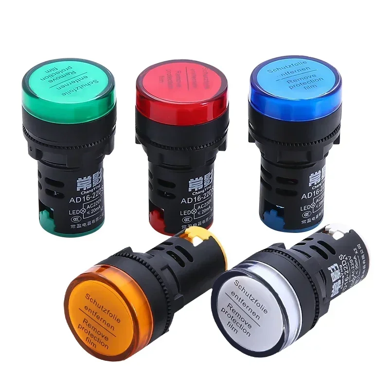 10pcs 22mm LED Indicator LED Indicator Light 12V 24V  110V 220V Panel Mount LED Power Pilot Signal Light Lamp AD16-22DS