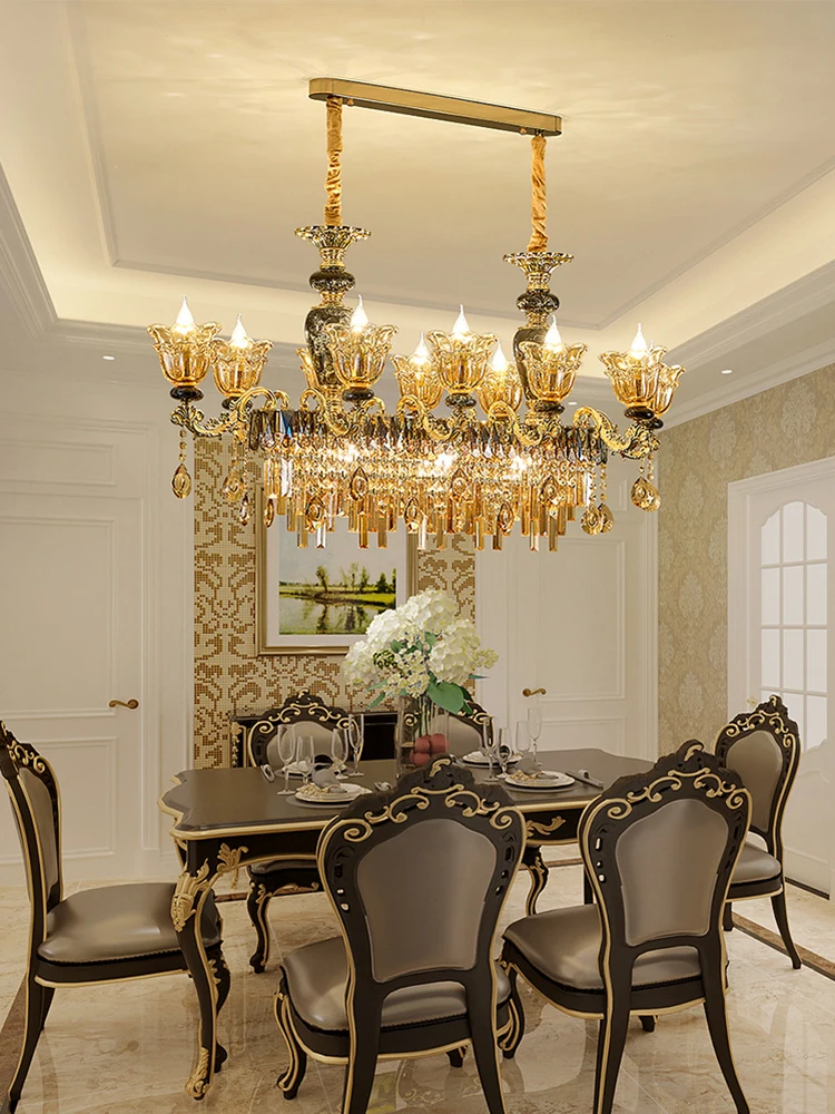 Self-Optional European Long Dining Room Crystal Chandelier New Design Villa Bar Tea Room Luxury Lamps More Styles Can Choose