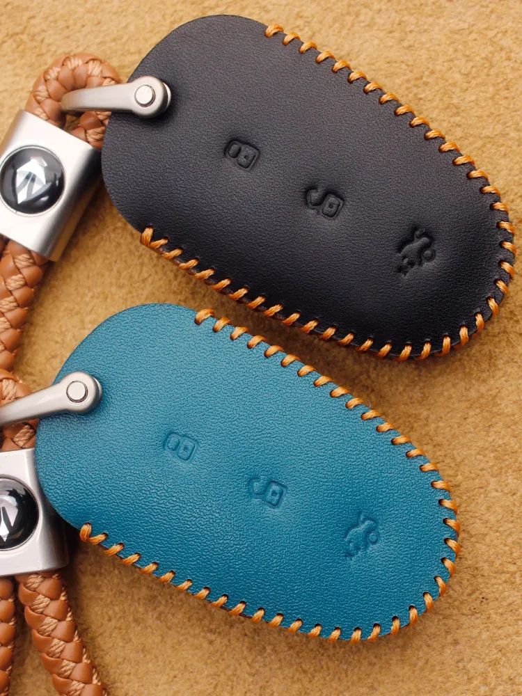 For Changan Qiyuan A07 Pr A06 Q05 Leather Car Key Bag Case Wallet Holder Key Cover Key Chains Car Accessories