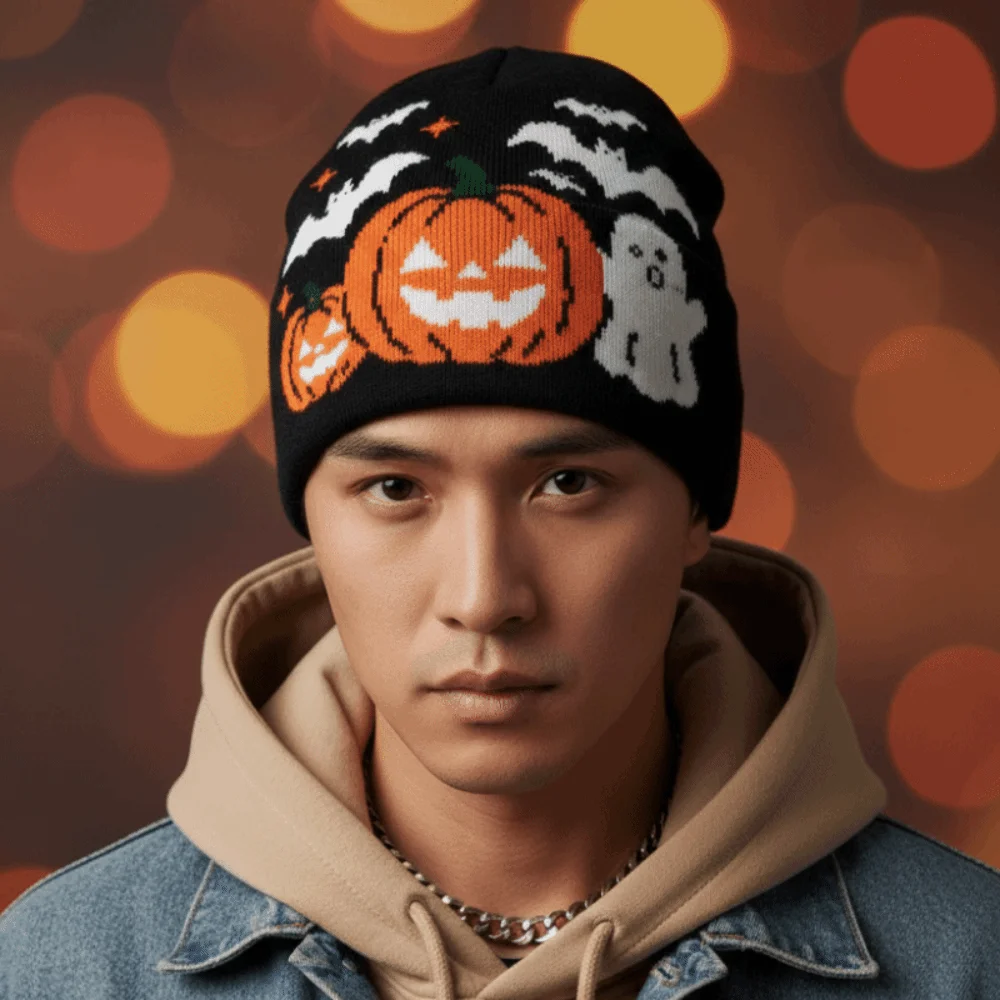 Streetwear Headwear Thermal Halloween Beanie Elastic Breathable Ghost Skullies Thickened Windproof Pumpkin Bonnets Rapper