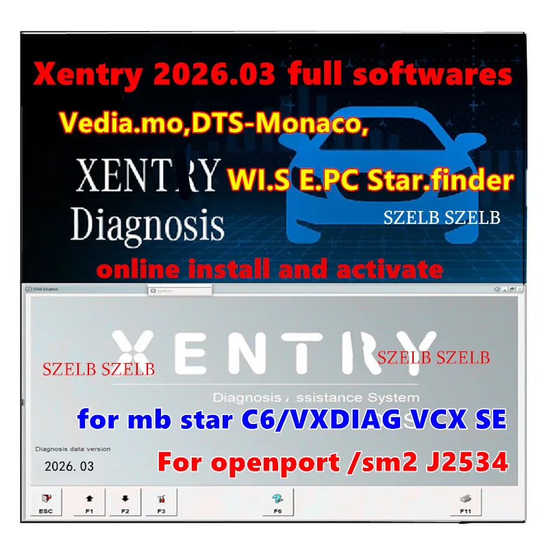 

Newest 2026.03 Xentry Full Softwares Vediamo DTS WIS EPC Starfinder for C6/VCX SE/ VXDIAG openport SM2 J2534 Free Remote Install