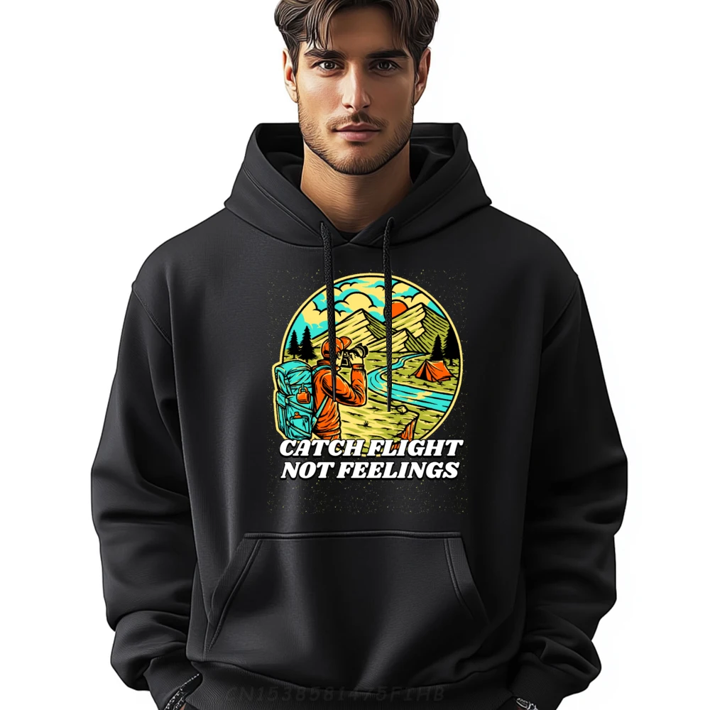 

Flight Not Feelings Funny Trip Humor Travel Vacation Men Clothes Moisture Wicking Hoodies Men Loose