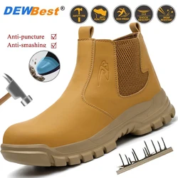 Zapatos de seguridad protectores impermeables para hombres, botas de seguridad antideslizantes, antipuñaladas, indestructibles, punta de acero, soldadores masculinos