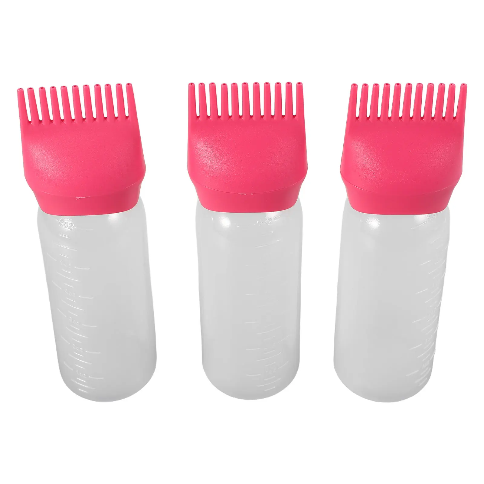 3Pcs Hair Dye Applicator Bottle with Comb Teeth for Salon Home Use Root Coloring Perm Solution Even Application Oil Dispenser