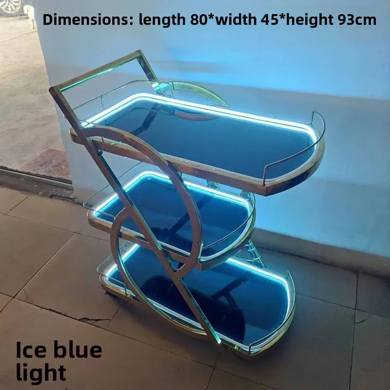 Bar KTV night show luminous wine snacks champagne foreign wine hand push cake cart food cart colorful Trolleyfood truck