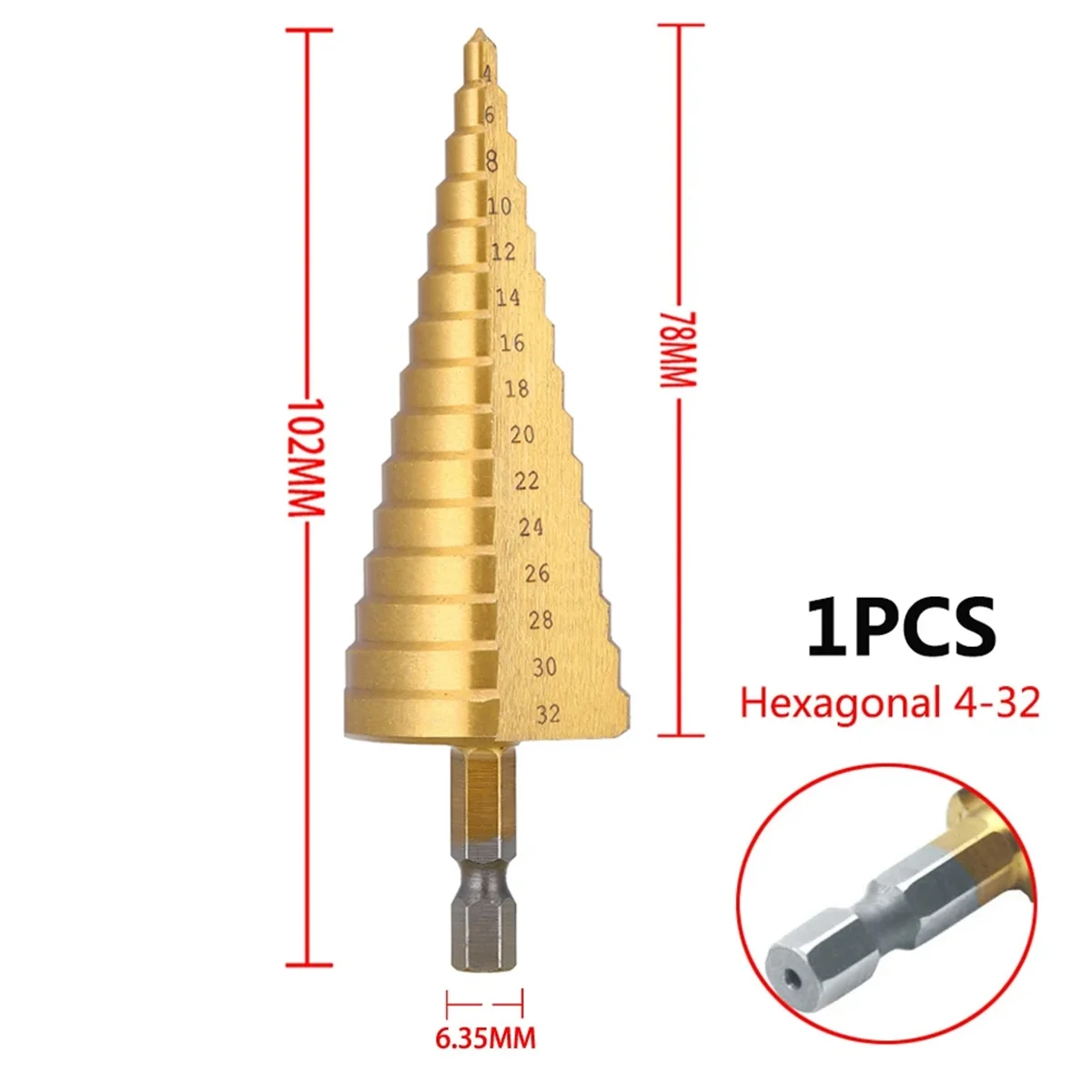 4-32mm HSS Straight Groove Step Drill Bit Wood Metal Hole Cutter Core Drill Bit Pagoda Drill Bit