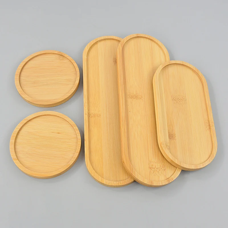 Wooden Serving Tray Dessert Pallet Coffee Cup Mat Flower Pot Tray Cup Pad Fruit Food Tray Garden Supply Kitchen Home Decoration