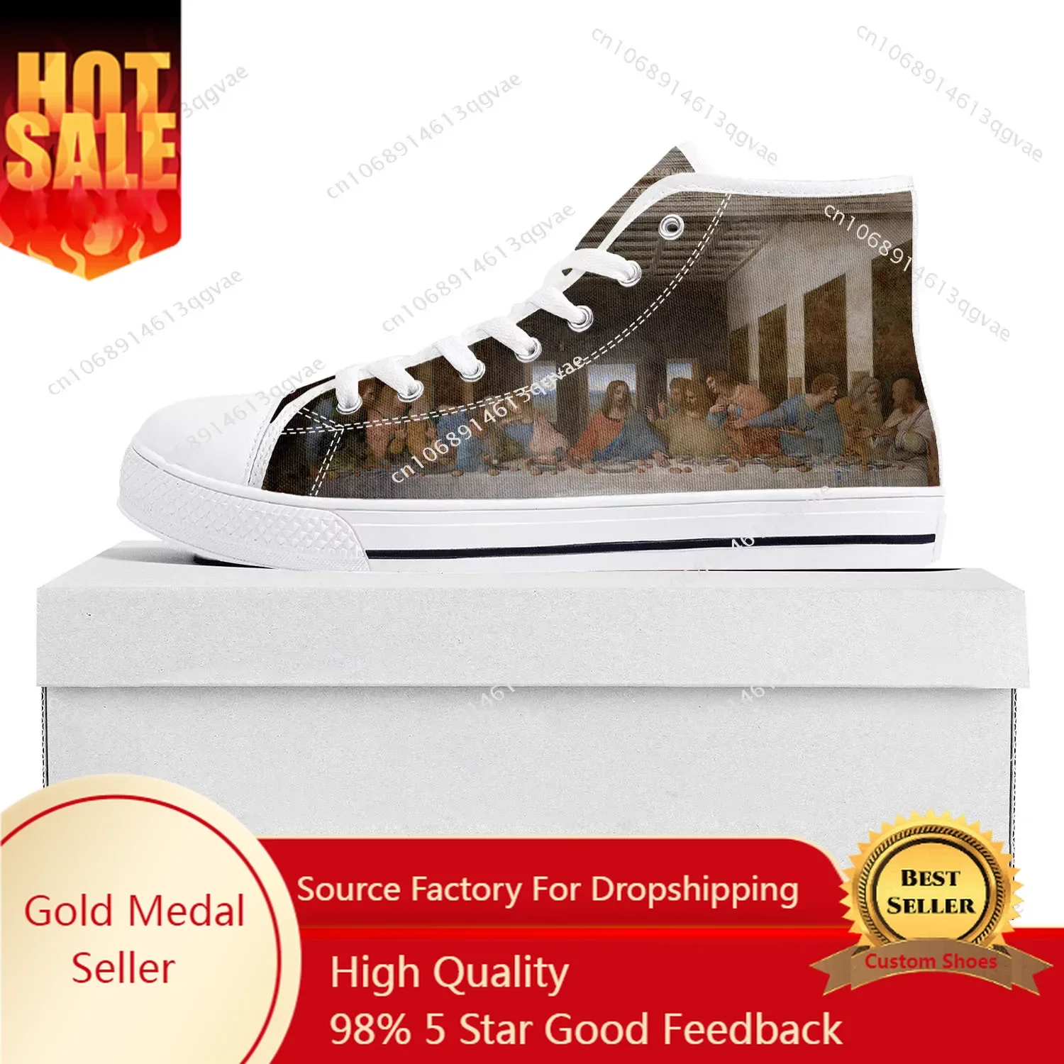 

Da Vinci Last Supper High Top Sneakers Mens Womens Teenager Canvas High Quality Sneaker Casual Custom Made Shoes Customize Shoe