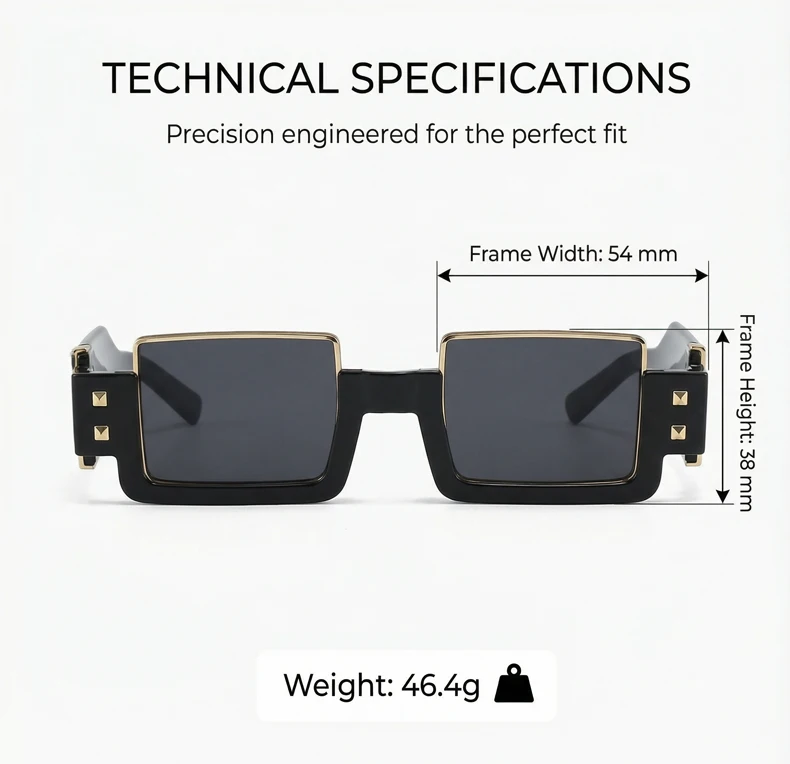 Vintage Gothic Steampunk Rechteckige Sonnenbrille für Herren 2026 – Luxusmarke, kleine Punk-Sonnenbrille für Männer mit breiten Bügeln, Retro-Schattierungen – Detail 8