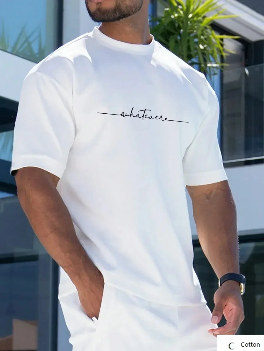 

Mens Cotton T Shirt Featuring Whatever Script Graphic Simple Fashion Statement Streetwear Classic Print New Arrival Tee S-4XL