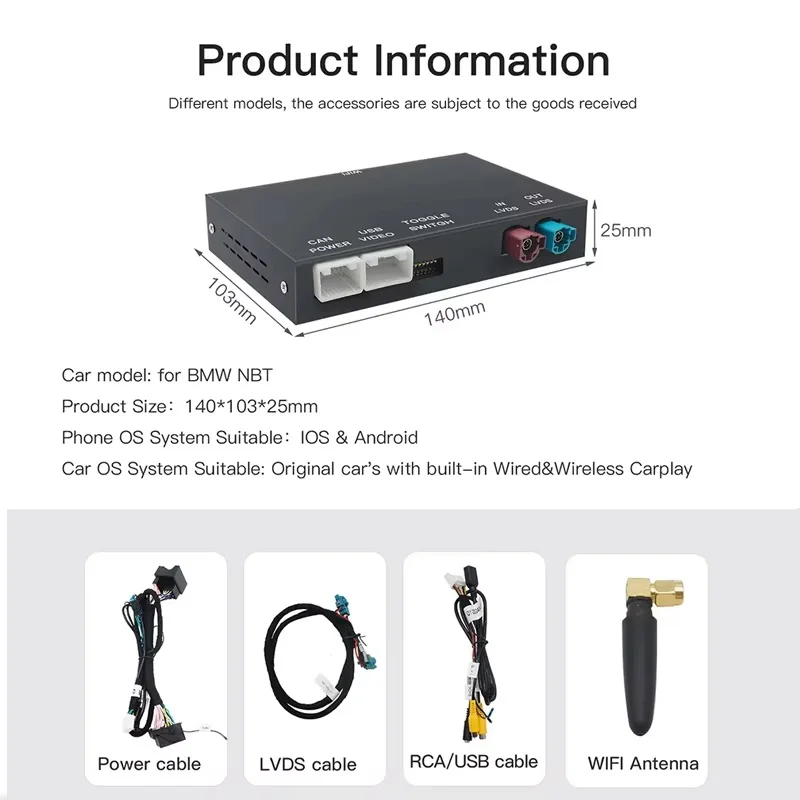 AUTOABC 2025 ใหม่ Wireless CarPlay สําหรับ BMW NBT/CIC X5 F15 F85 X6 F16 F86 X1 F48 2013-2017 พร้อม Android Auto Mirror Link AirPlay