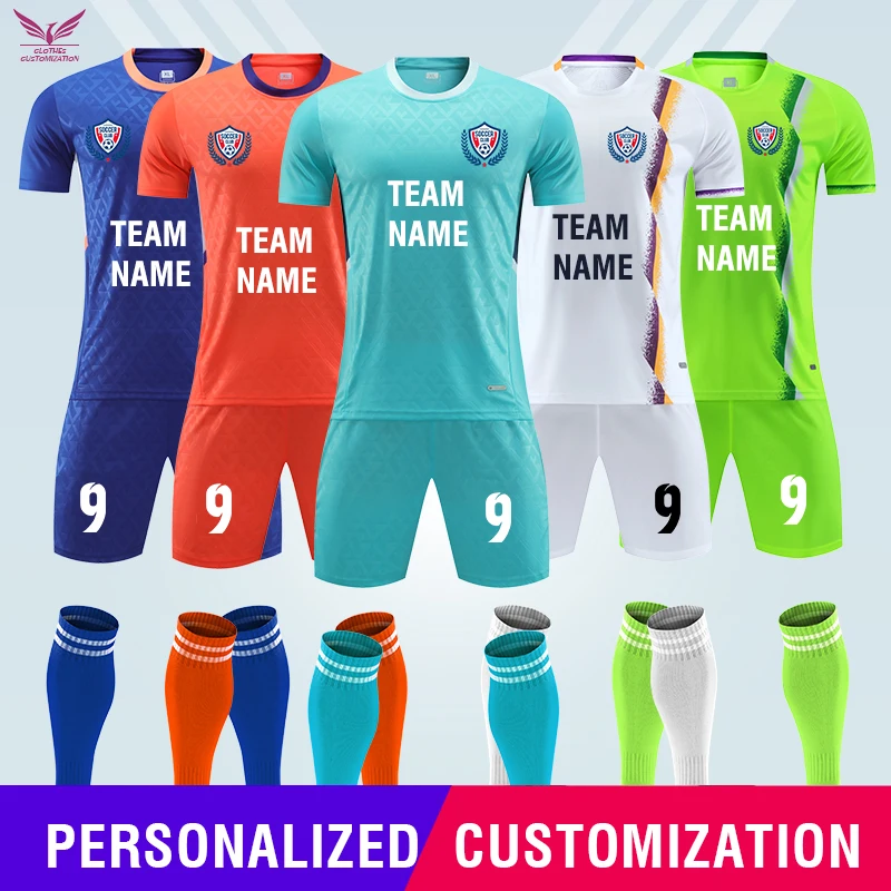 Custom logo Soccer Jerseys for Men Print photo Kid Adult Soccer Jersey Set customazition Name Number soccer team FootballUniform