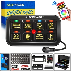 RGB 8 Gang Switch Panel 12V 24V Toggle Momentary Pulsed Multifunction bluetooth APP On-off Switch Controller for Car ATV Boat