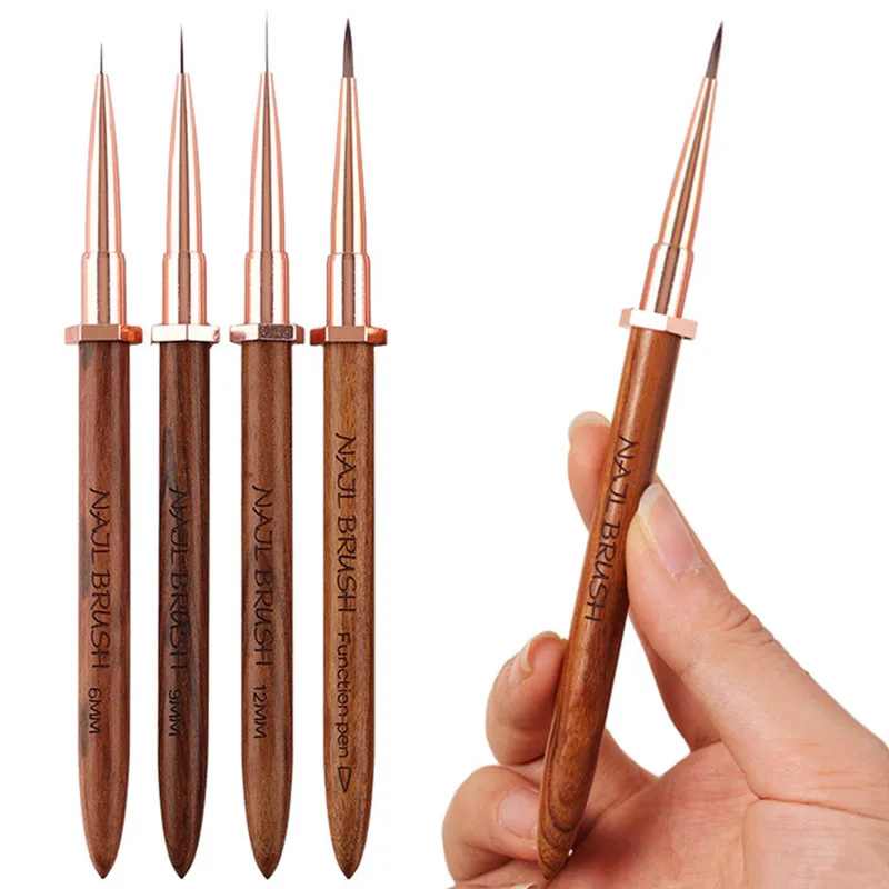 6/9/11/12mm固定ハンドルネイルアートライナーブラシ ジェルネイルブラシ ジェルネイルポリッシュペイントブラシ 描画用